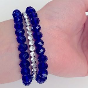 Royal Blue & Crystal Bracelet Set 💎